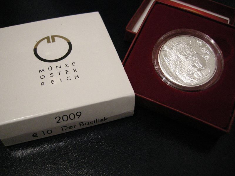 (afbeelding voor) 10 Euromunt Oostenrijk 2009 proof Basilisk